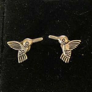 Sterling Silver 925 Hummingbird Stud Earrings – Vintage Nature Bird Jewelry
